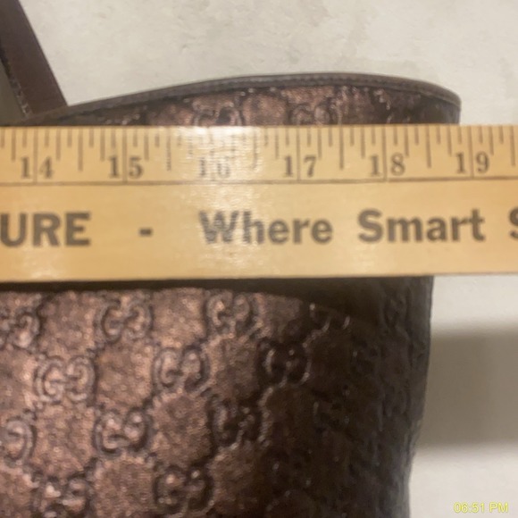 Gucci Y2K GG Monogram Metallic Brown Coated Canvas Leather Tote Bag Italy - Picture 4 of 14